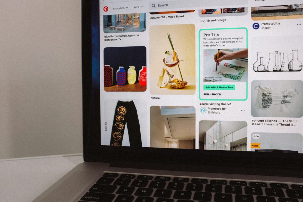 the home page of pinterest, a helpful marketing tool for photographers, showing multiple photos.