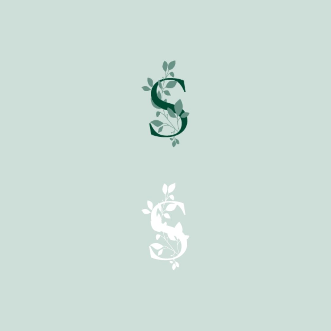 two version of skyleigh mccallums logo green and white on a light green background