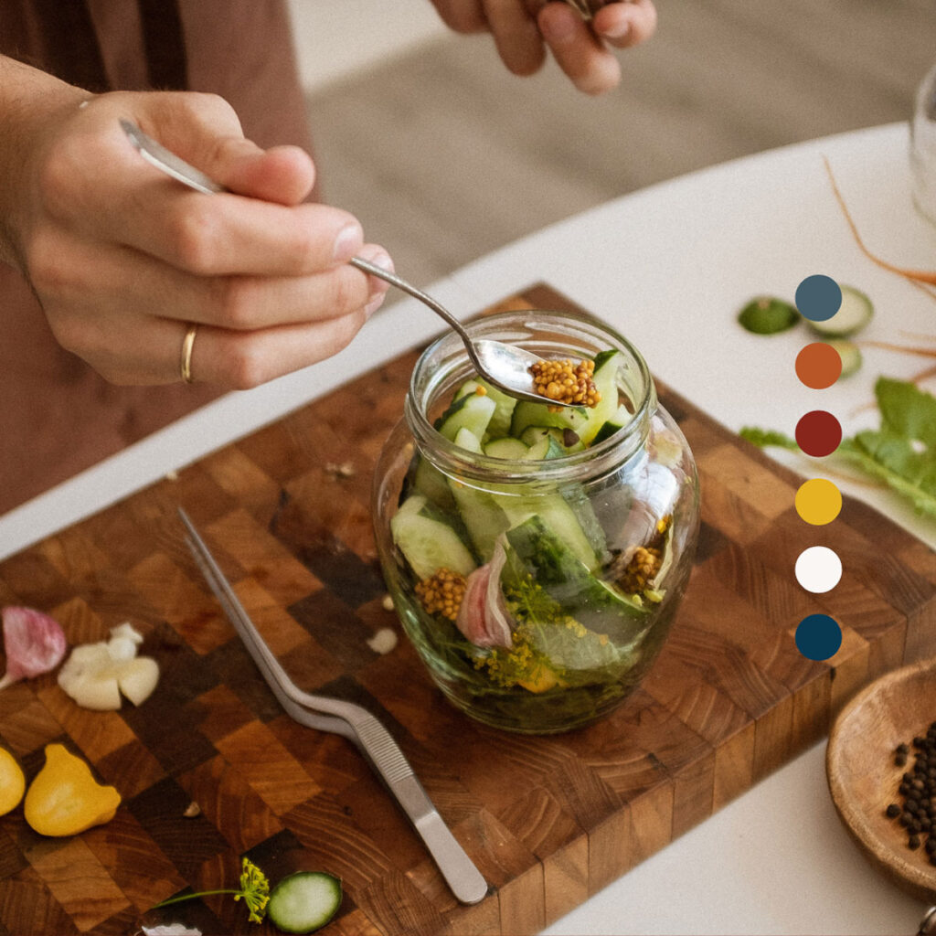 branding images of pickling cucumbers and garlic by meet pepper kamloops for the stir food hub