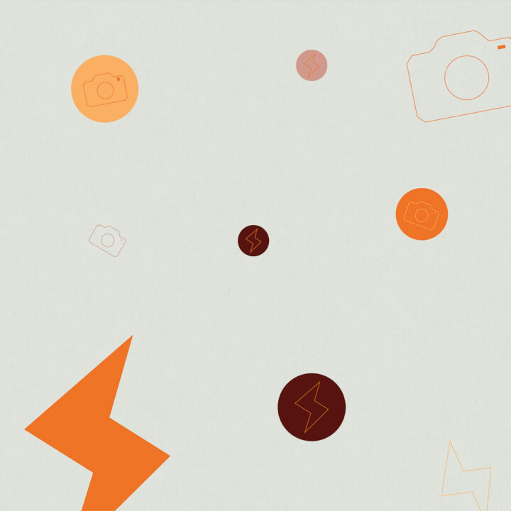 colour palette for the brave flash brand by meet pepper orange, brown, greyish blue dots and icons