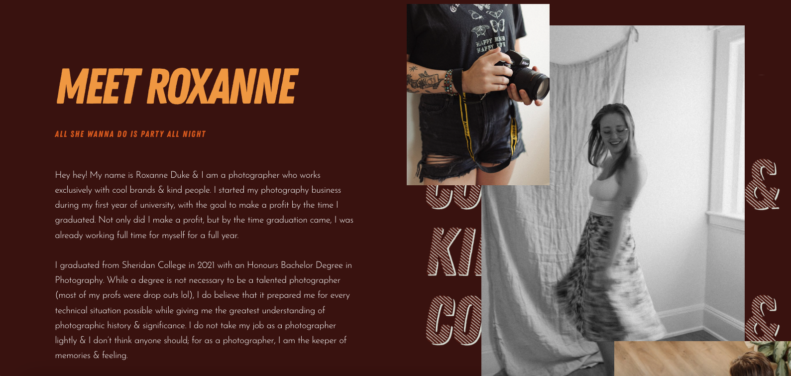 Roxanne Duke Photography Website Design by Pepper