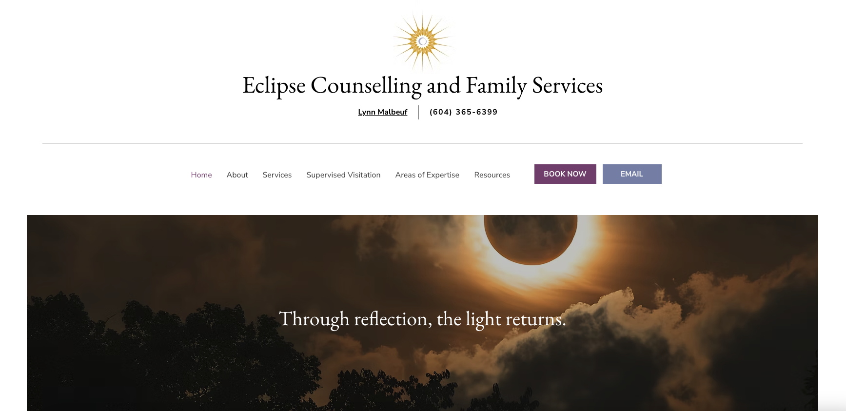 Eclipse Counselling and Family Services homepage design by Pepper