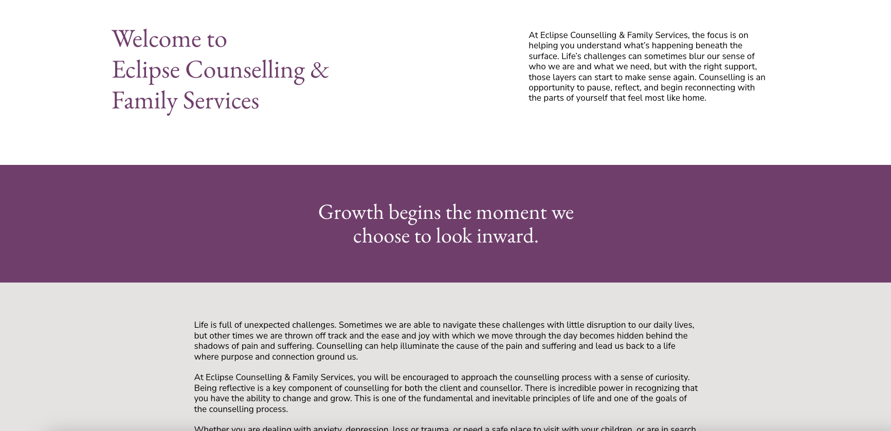 Responsive therapy website design by Pepper for Eclipse Counselling and Family Services