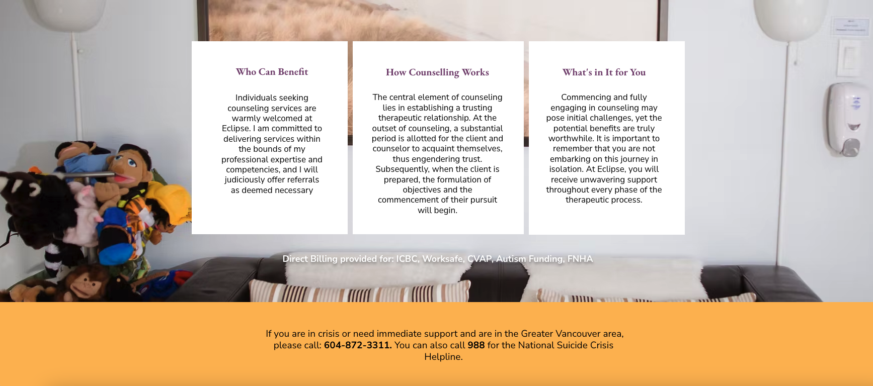 Clean and professional therapy website design by Pepper
