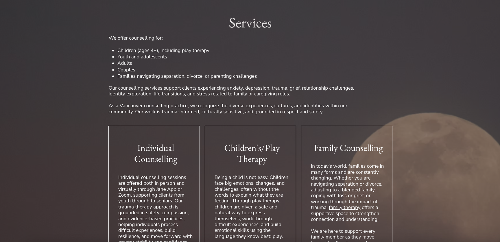 Custom therapy website design by Pepper for Eclipse Counselling and Family Services